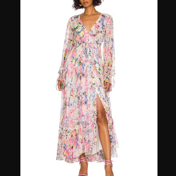 Rococo Sand Leila Floral Pink Maxi Dress Long Sleeves XS Fairy Boho - Picture 2 of 13